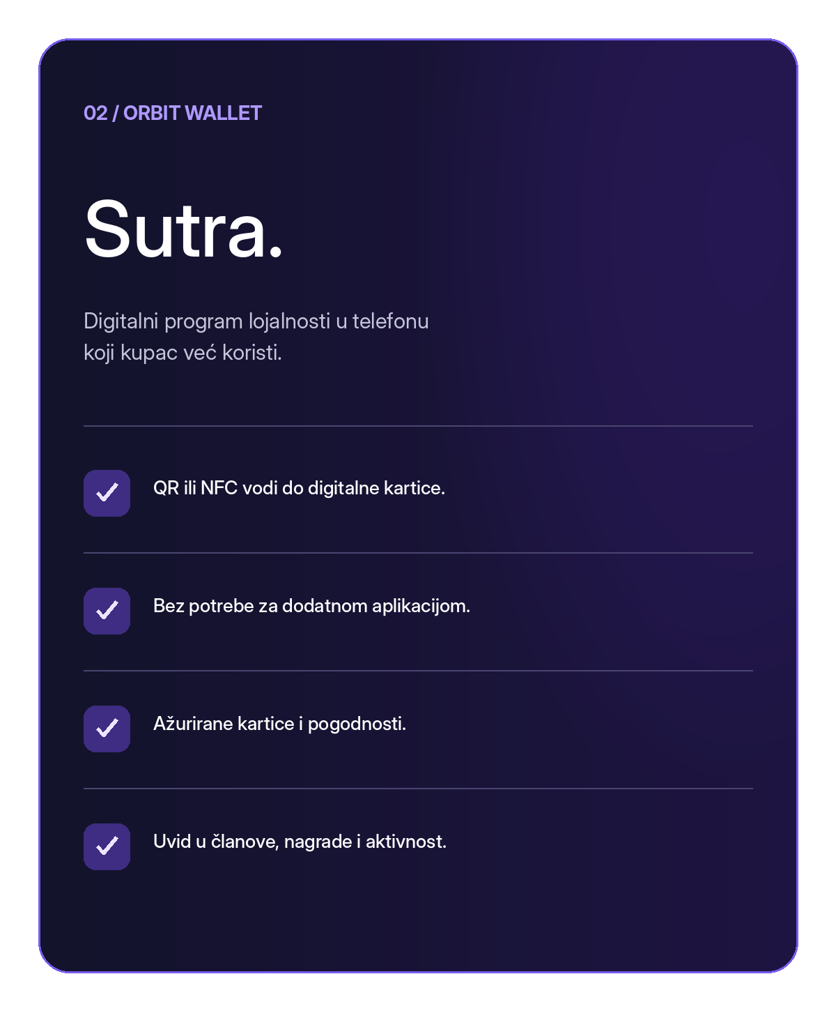 Sutra: Orbit Wallet digitalni program lojalnosti